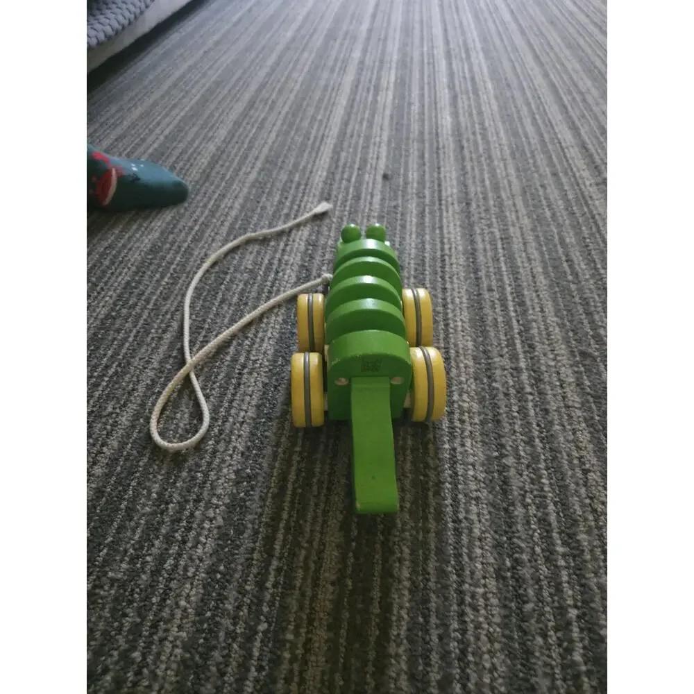 Vintage Plan Toys Dancing Alligator Crocodile Wooden Pull Toy For Kids W/ String